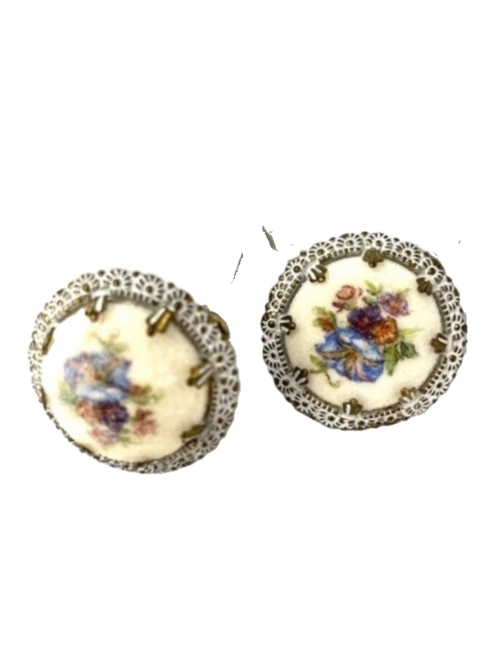 Floral Western Germany Sugared Clip-On Earrings